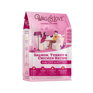 Wag & Love ® Natural Cat Food - Salmon, Turkey & Chicken Recipe